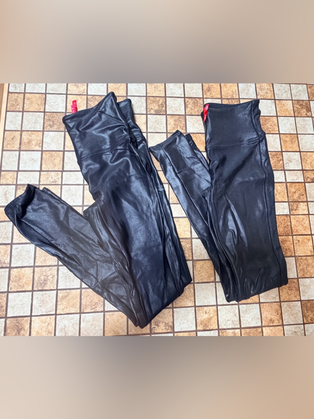 SPANKS  Faux Leather Leggings - Shiny Slim Fit - 2 PACK